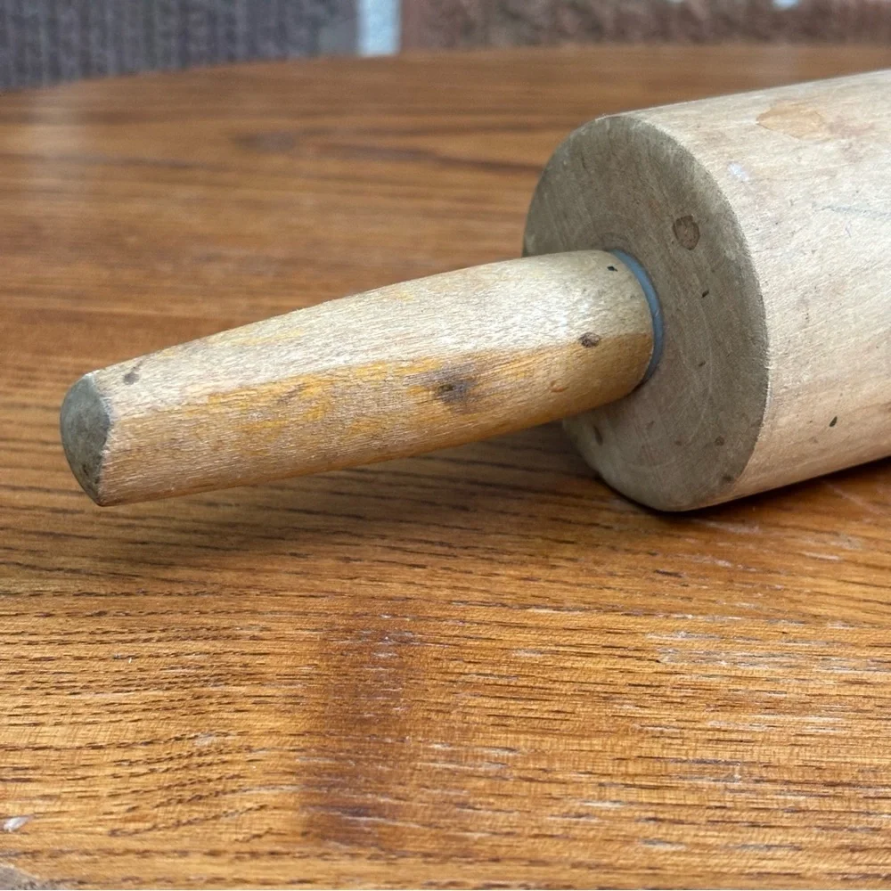 Vintage Kitchen Wood Rolling Pin Hanging Hole Farmhouse Grannycore